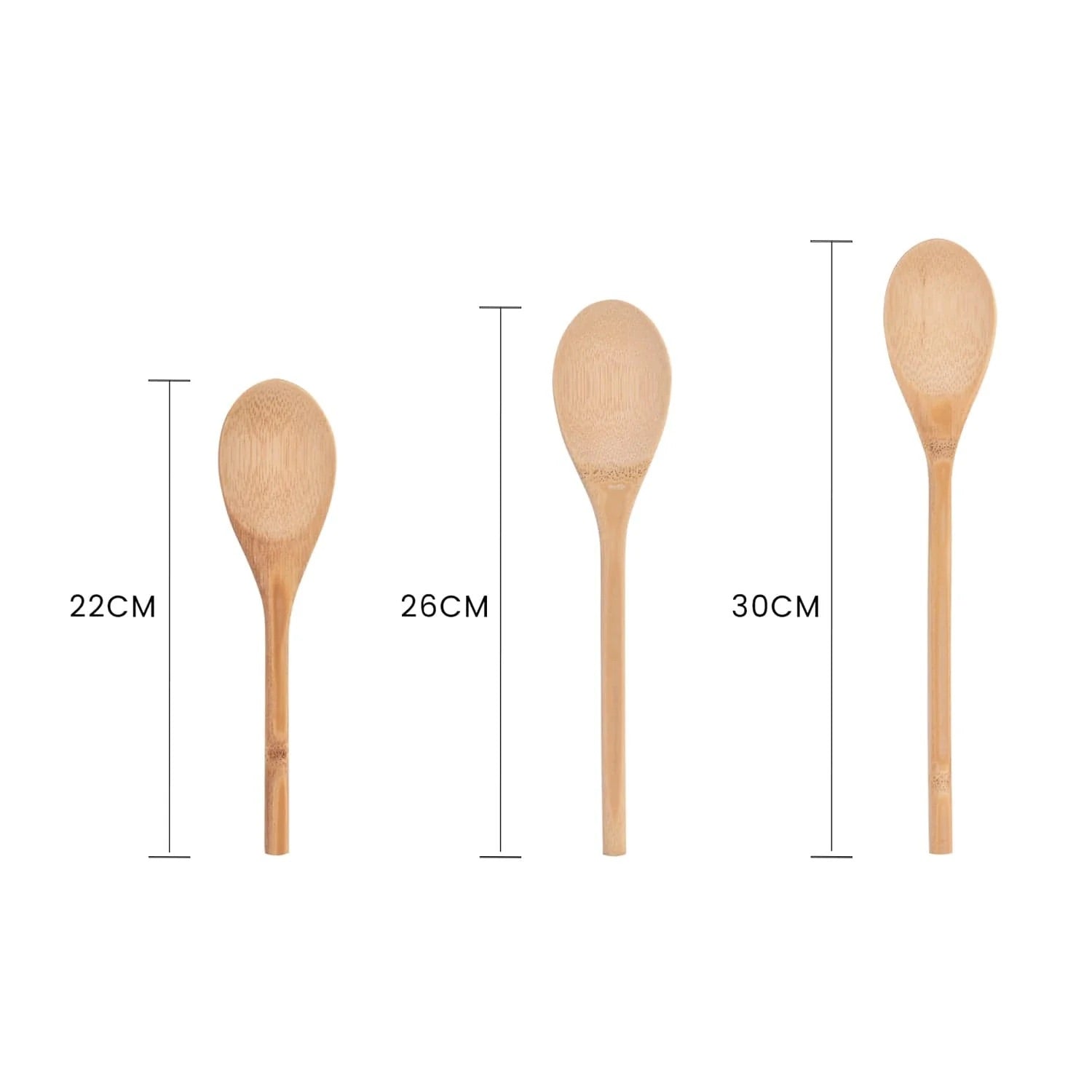 3pc Bamboo Cooking Slotted Spoons