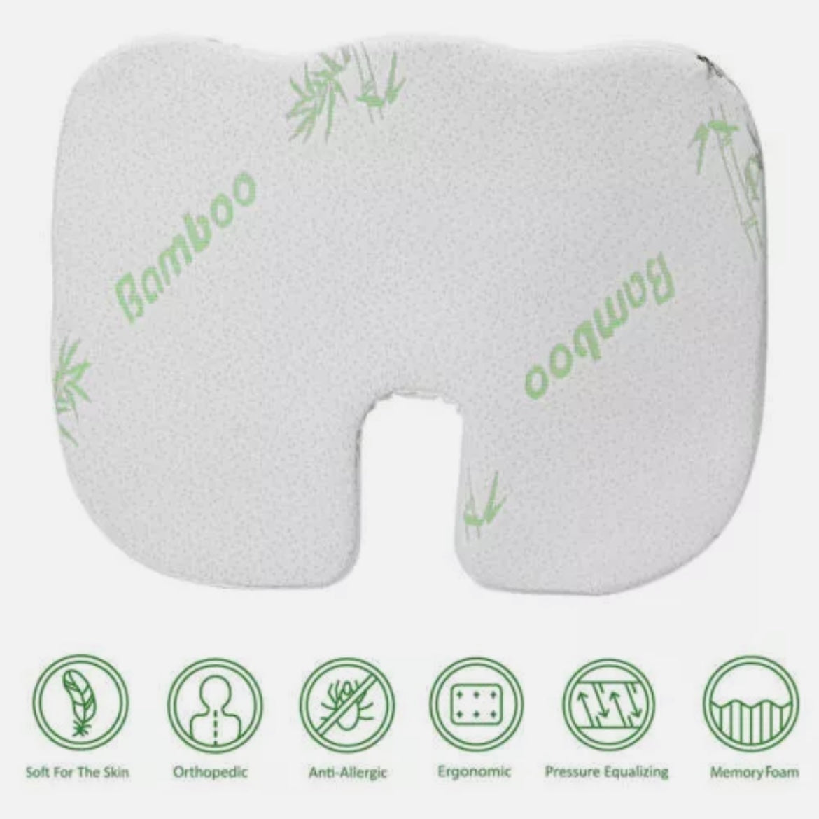 Bamboo Memory Foam Seat Cushion Relief Lower Back Pain