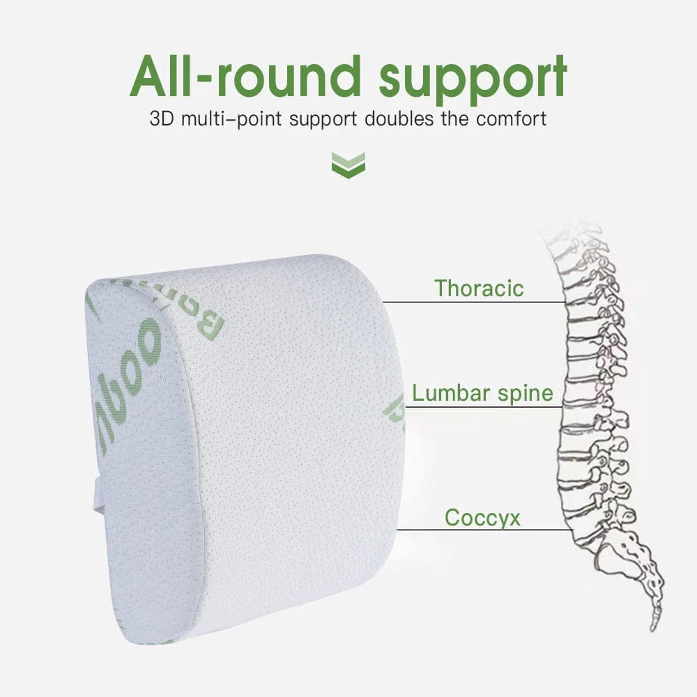 2 x Bamboo Memory Foam Lumbar Support Cushion