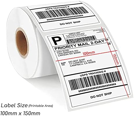 1 roll 100mm X 150mm Labels Perforated Thermal Label 100mm X 150mm White 300 Labels Per Roll/ 25mm Core