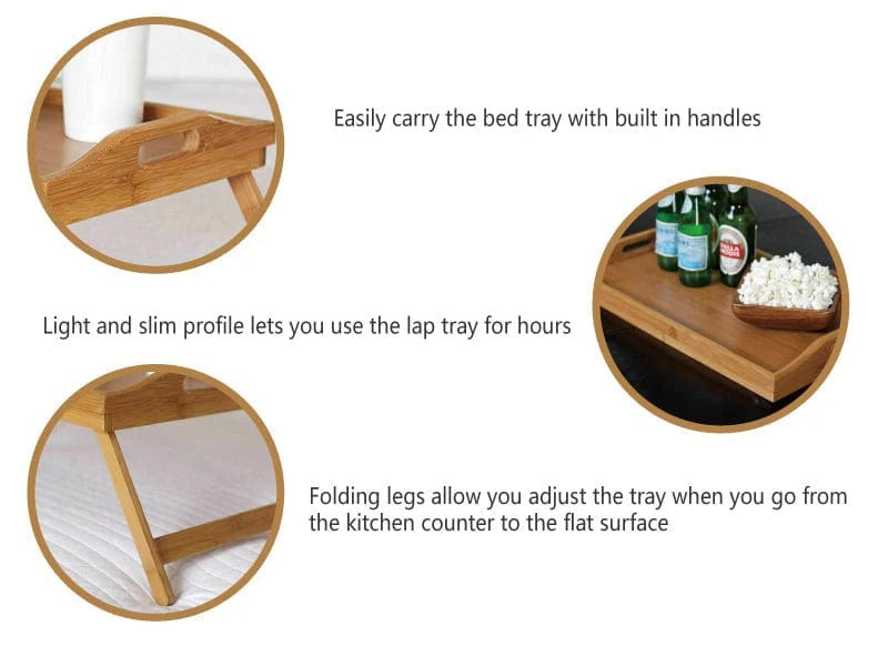 Bamboo Foldable Bed Tray For Breakfast Dinner