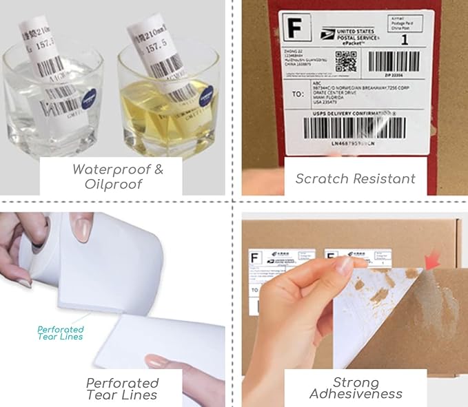 1 roll 100mm X 150mm Labels Perforated Thermal Label 100mm X 150mm White - 500 Labels Per Roll- 25mm Core