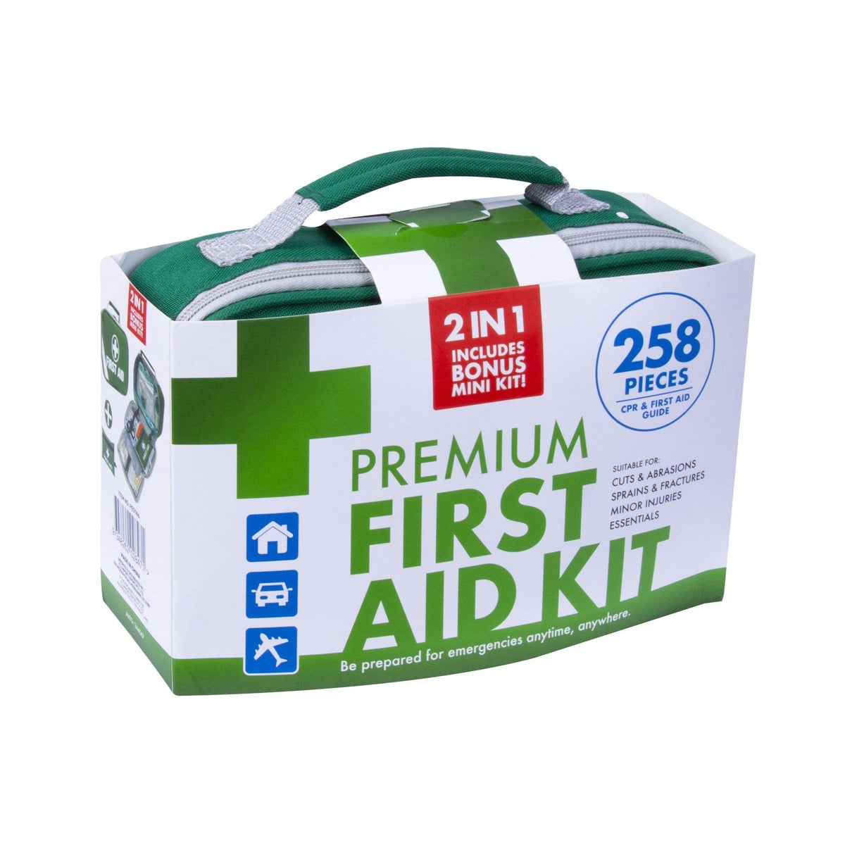 258 Piece Premium 2-in-1 Emergency First Aid Kit Include Bonus Mini Kit