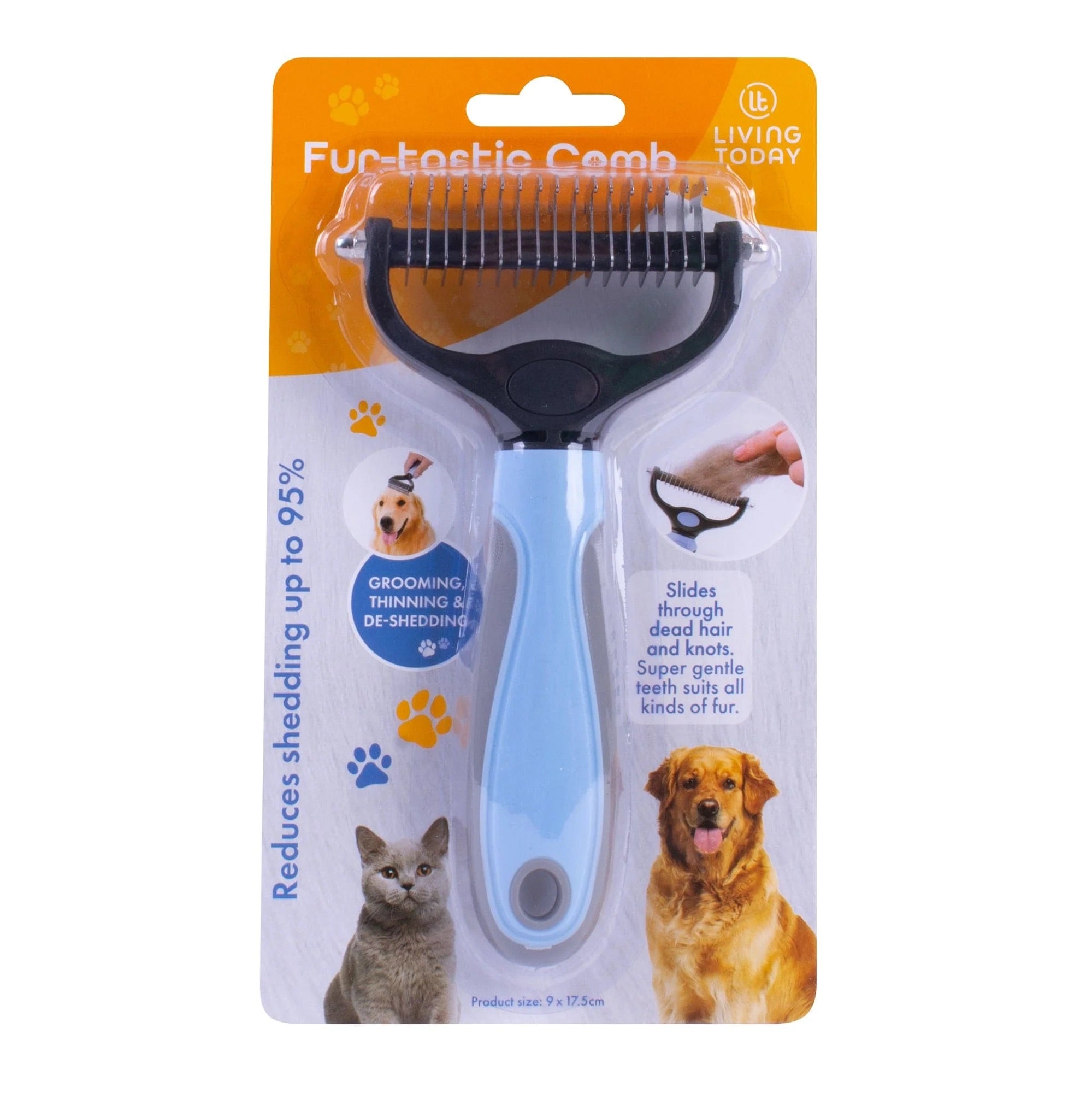 Pet Grooming Brush Double Sided Shedding Comb for Dogs and Cats