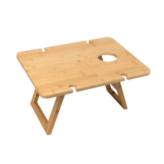 Bamboo Foldable Picnic Table Tray with Wine and Glass Holders