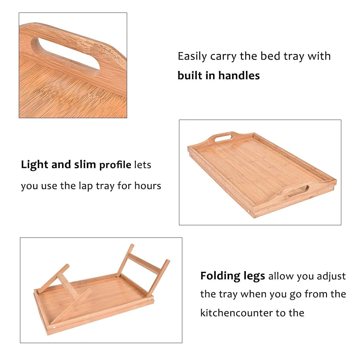 Bamboo Foldable Bed Tray For Breakfast Dinner