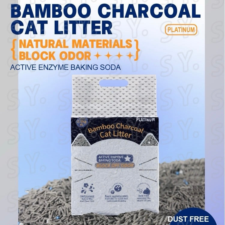 Melbourne Local pick-up Bamboo Charcoal Cat Litter Natural Material Dust Free -2.5kg