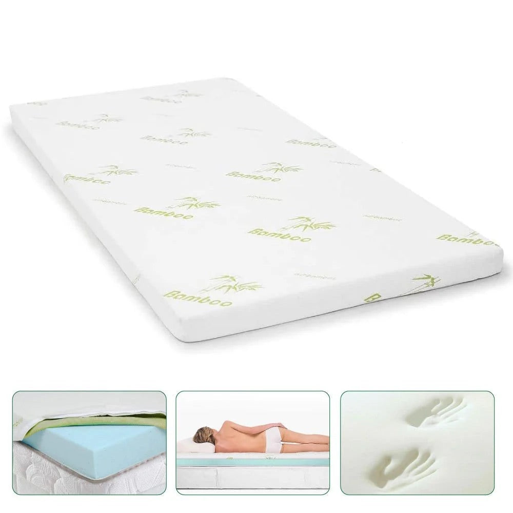 8cm Memory Foam Mattress Topper with Bamboo Cover For Single Bed + MEMORY FOAM PILLOW