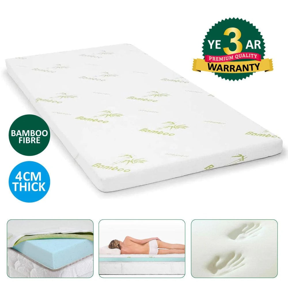 8cm Memory Foam Mattress Topper with Bamboo Cover For Single Bed + MEMORY FOAM PILLOW