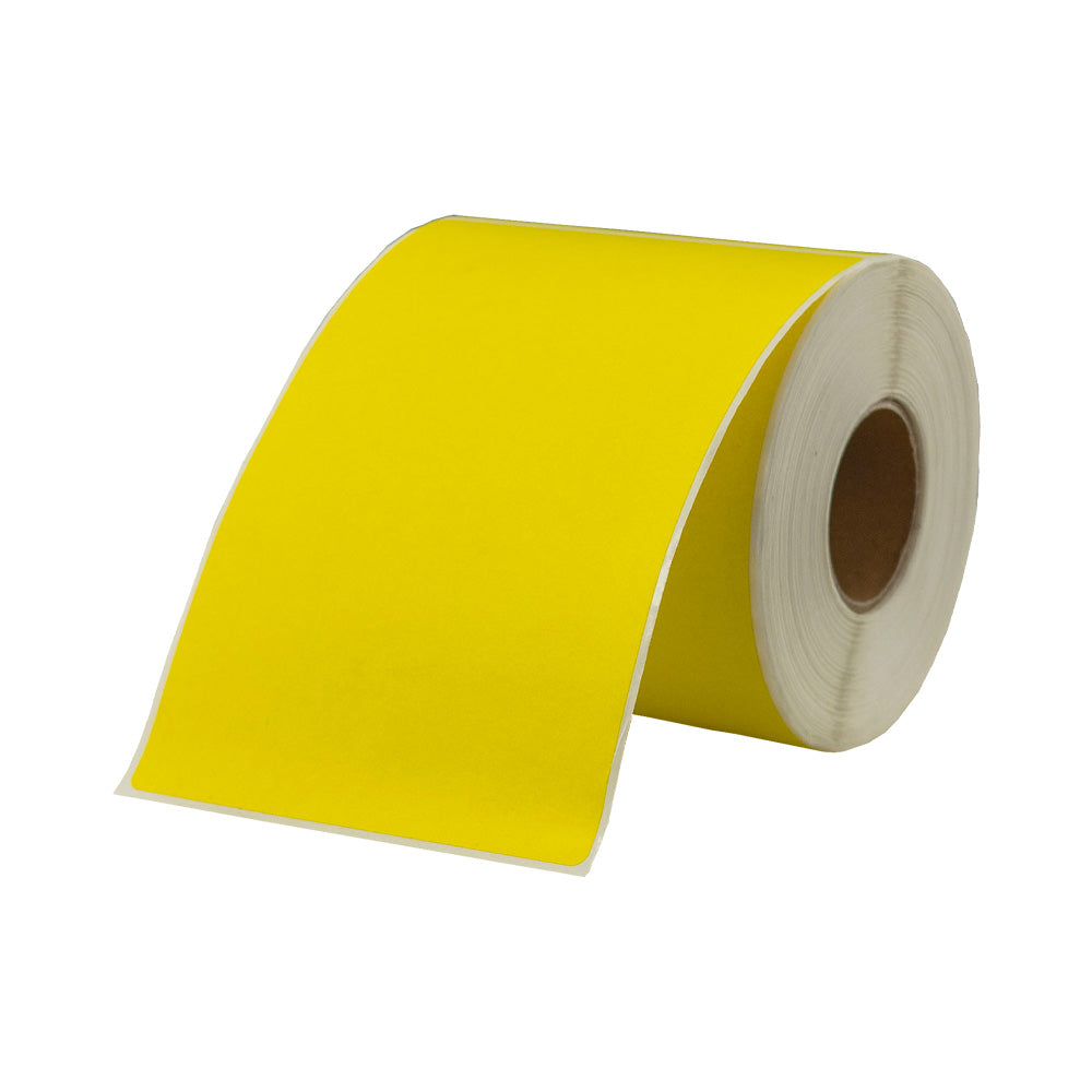 24 Rolls 100mm x 150mm (4"x6") Direct Thermal Permanent Yellow Label, 350 Labels Per Roll, 40mm Core, Perforated