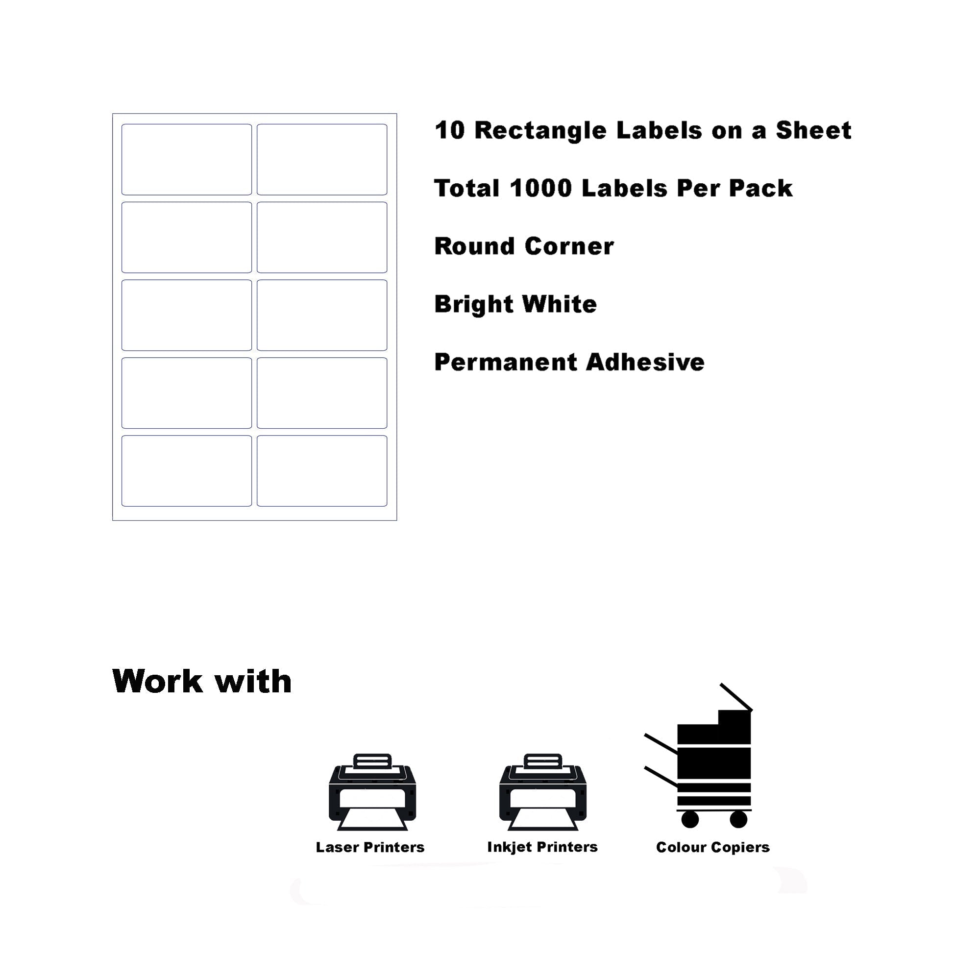 [1000 Labels/10 Per Page] A4 Self Adhesive Address Labels 96x 51mm Laser Inkjet Print Mailing Stickers Label 100 Sheets