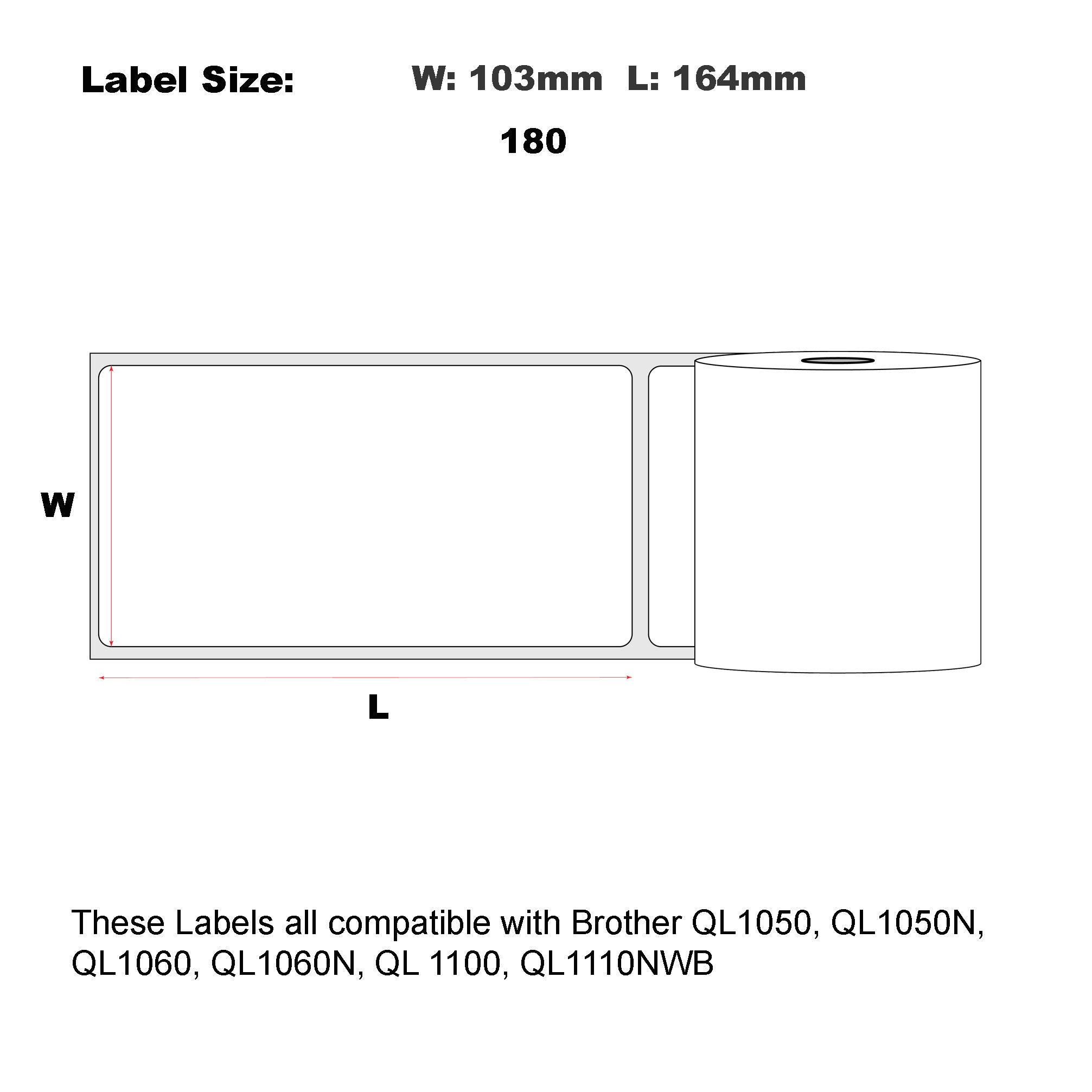 12x Compatible Brother DK-11247 Refill Shipping Labels 103 x 164mm 180 Labels Per Roll