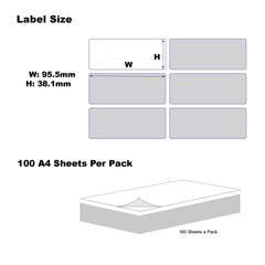 [1200 Labels/12 Per Page] A4 Format Rectangle Labels 93.5x38.1mm 12 Labels Per Sheet-100 Sheets