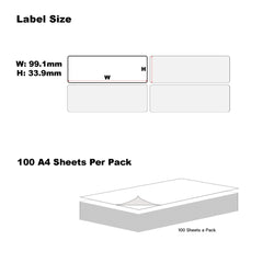 A4 Format Rectangle Labels 99.1 x 34mm 16 Labels Per Sheet-100 Sheets