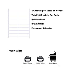 A4 Labels for Laser & Inkjet Printers - Printable Packaging, Shipping & Address Labels - Mailing Stickers - White 100x30mm 18 Labels Per Sheet-100 Sheets