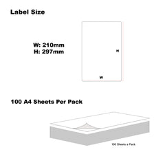 A4 Labels for Laser & Inkjet Printers - Printable Packaging, Shipping & Address Labels - Mailing Stickers - White  199.6 x 289.1mm 1 Labels Per Sheet-100 Sheets