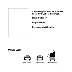 A4 Labels for Laser & Inkjet Printers - Printable Packaging, Shipping & Address Labels - Mailing Stickers - White  199.6 x 289.1mm 1 Labels Per Sheet-100 Sheets