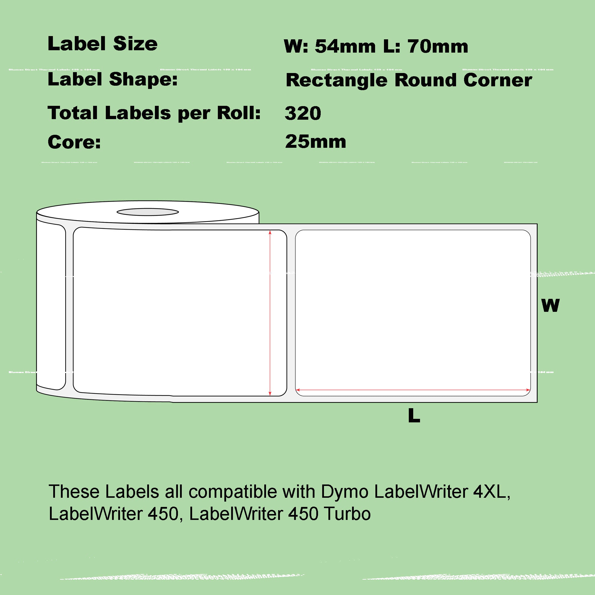 100x Compatible Dymo 99015 Large Multipurpose Labels 54mm x 70mm 320 Labels/Roll