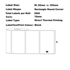 ON SALE 1 Roll x 100mm x 50mm (4" x 2") Direct Thermal Permanent Label, 3000 Labels Per Roll, 76mm Core, Perforated