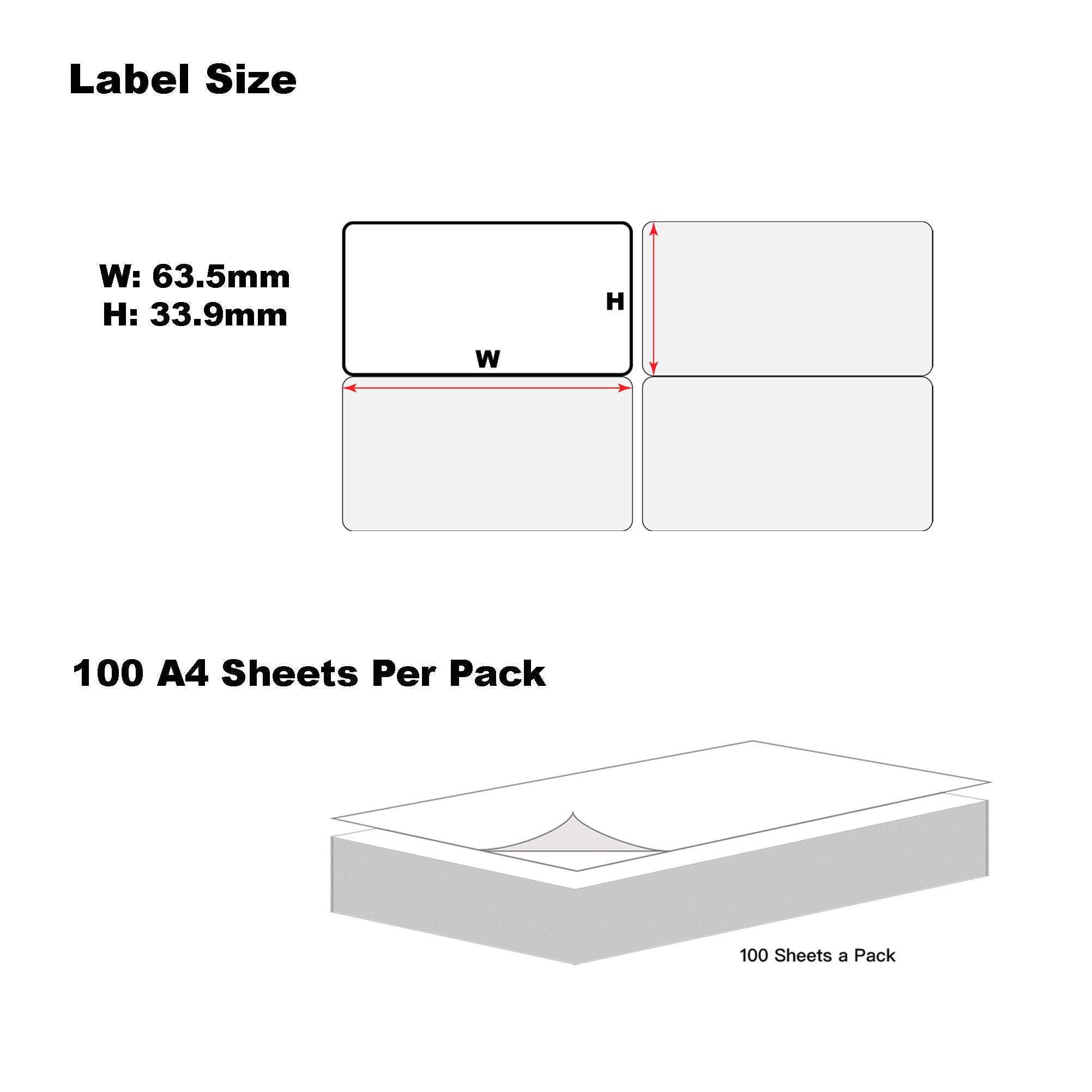 [2400 Labels/24 Per Page] A4 Labels for Laser & Inkjet Printers Mailing Stickers Amazon FBA- White 63.5 x 33.9mm 24 Labels Per Sheet-100 Sheets