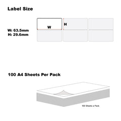 A4 Labels for Laser & Inkjet Printers - Printable Packaging, Shipping & Address Labels - Mailing Stickers - White 63.5 x 29.6mm 27 Labels Per Sheet-100 Sheets