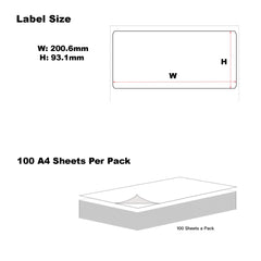 A4 Labels for Laser & Inkjet Printers - Printable Packaging, Shipping & Address Labels - Mailing Stickers - White  200.7 x 93.1mm 3 Labels Per Sheet-100 Sheets