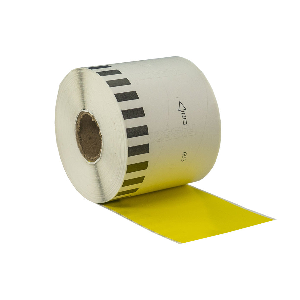 6x Compatible Brother DK-44605 Yellow Refill Labels Continuous Length 62mm x 30.48m