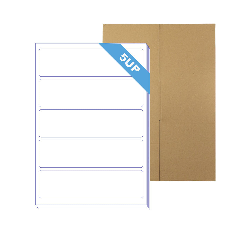 A4 Format Rectangle white 196 x 51mm 5 Labels Per Sheet-100 Sheets