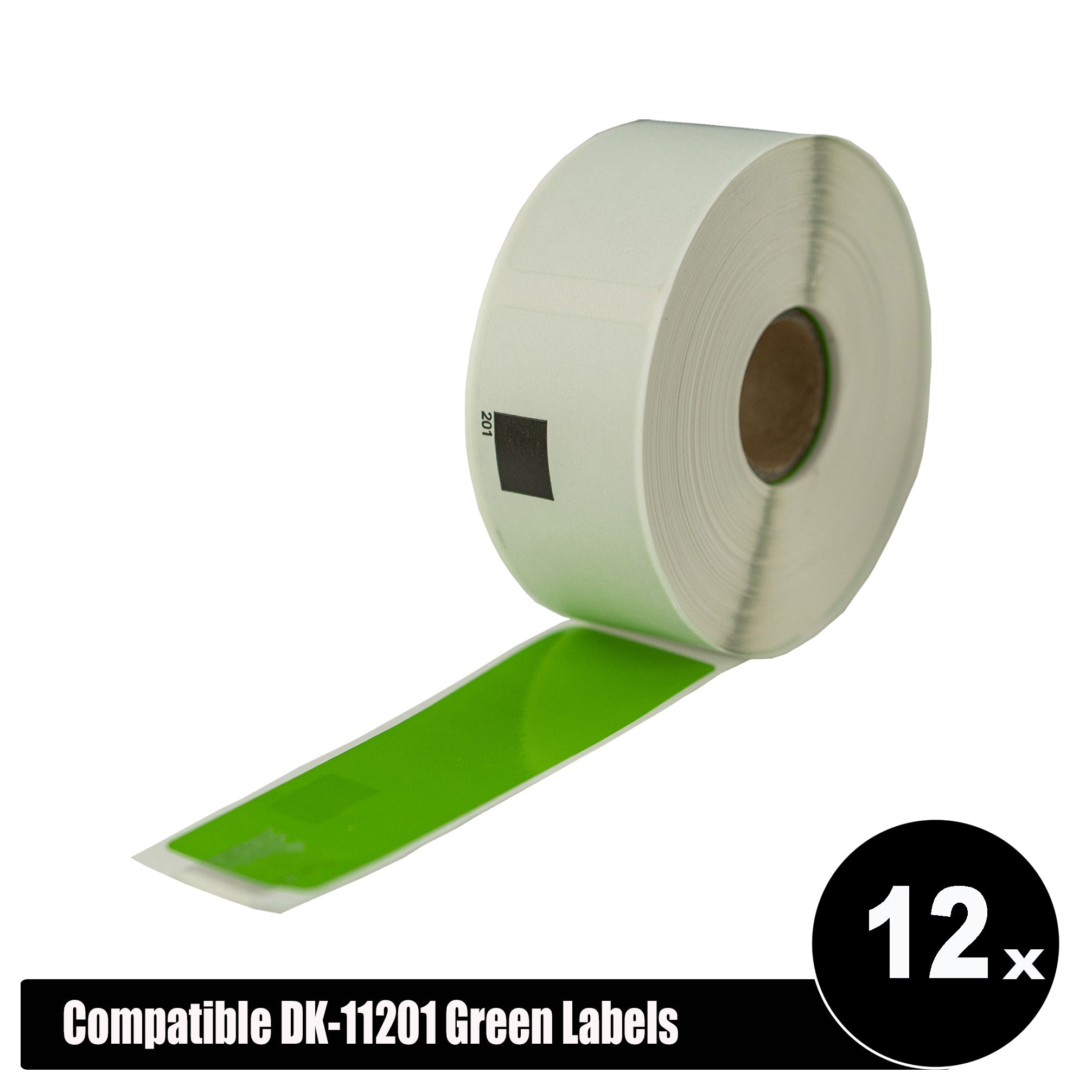 Compatible Brother 11201 Green Refill Labels Die-Cut Standard Address NF 29mm x 90mm 400L