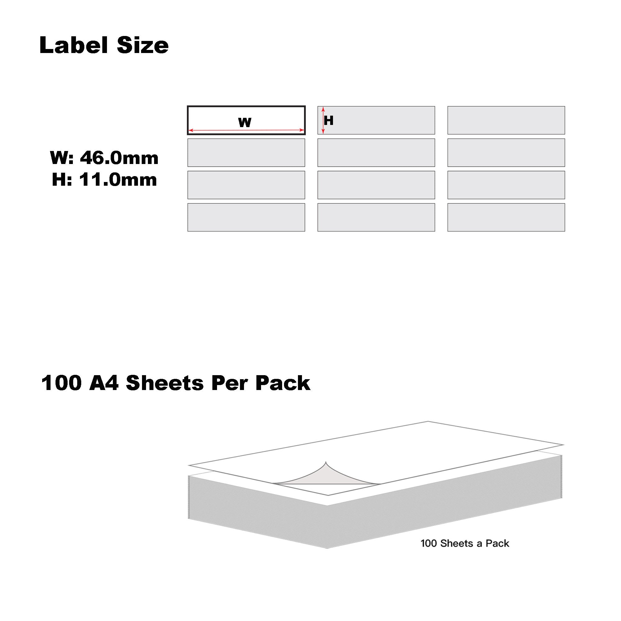 A4 Labels for Laser & Inkjet Printers - Printable Packaging, Shipping & Address Labels - Mailing Stickers - White 46 x 11.11mm 84 Labels Per Sheet-100 Sheets