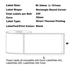 48x Compatible Dymo 99014 Address/Name Badge Labels 54mm x 101mm 220 Labels/Roll