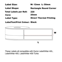 24x Compatible Dymo 99017/SD99017 12mm x 50mm 220L Suspension File White Labels