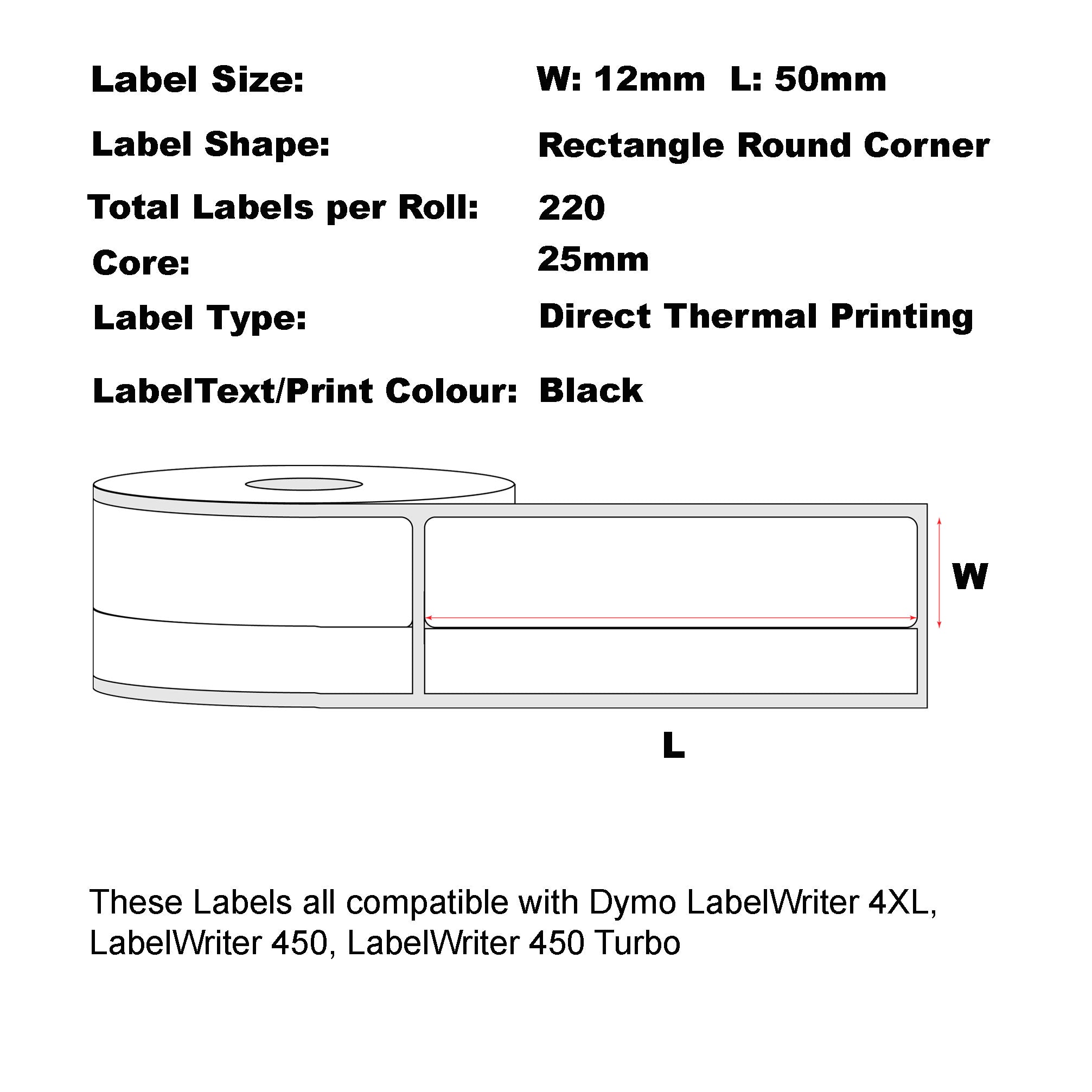 Compatible Dymo 99017 12mm x 50mm 220L Suspension File White Labels