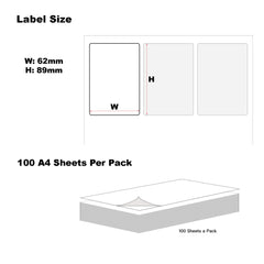 A4 格式矩形標籤 89 x 62 毫米 每張 9 個標籤 - 100 張