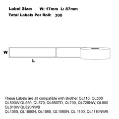 12x Compatible Brother DK-11203 File Folder White Refill Paper Labels 17mm x 87mm 300 Labels Per Roll