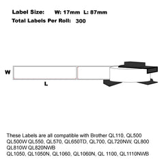 100x Compatible Brother DK-11203 File Folder labels 17mm x 87mm 300 Labels/Roll