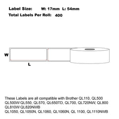 100x Compatible Brother DK-11204 Multi-Purpose Refill labels 17mm x 54mm 400 Labels/Roll