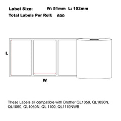 12x Compatible Brother DK-11240 White Refill Labels 102mm x 51mm 600 Labels Per Roll