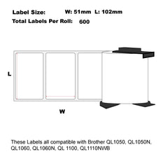 6x Compatible Brother DK-11240 Barcode labels 102mm x 51mm 600 Labels/Roll