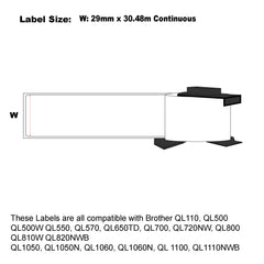 100x Compatible Brother DK-22210 Labels 29mm x 30.48m Continuous Length