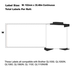 6x Compatible Brother DK-22243 label 102mm x 30.48m Continuous Length