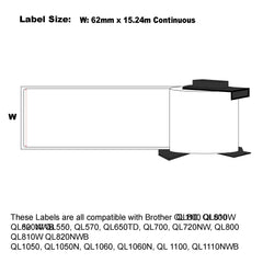 Compatible Brother DK-22251 Red/Black Label Tapes Continuous 62mm x 15.24m