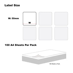 A4 Format SQUARE Labels 50 x 50mm 15 Labels Per Sheet-100 Sheets