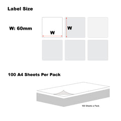 [1200 Labels/12 Per Page] A4 Self Adhesive Address Labels 60x60mm Laser Inkjet Print Mailing Stickers Label 100 Sheets