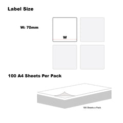 [600 Labels/6 Per Page] A4 Self Adhesive Address Labels 70x70mm Laser Inkjet Print Mailing Stickers Label 100 Sheets