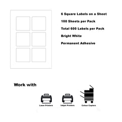 [600 Labels/6 Per Page] A4 Self Adhesive Address Labels 70x70mm Laser Inkjet Print Mailing Stickers Label 100 Sheets